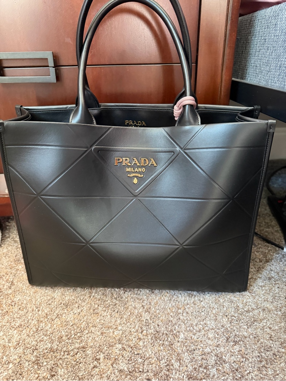 Large leather Prada Symbole bag top handle tote  perfect condition